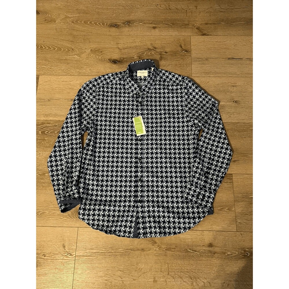 Construct Mens Blue Long Sleeve Button Up 4 Way Stretch Size Large NWT